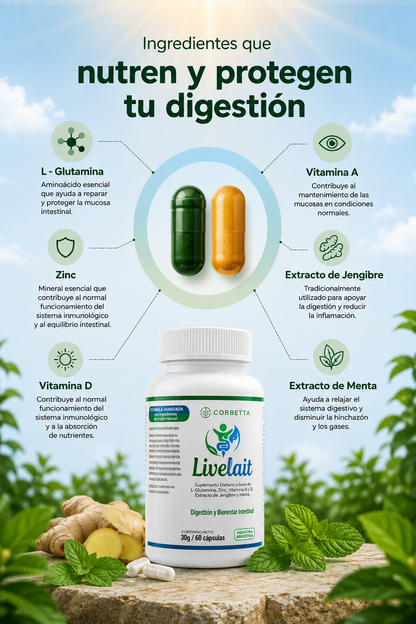 Livelait – Elimina la hinchazón y el sufrimiento digestivo desde la raíz | Protocolo natural 30 días